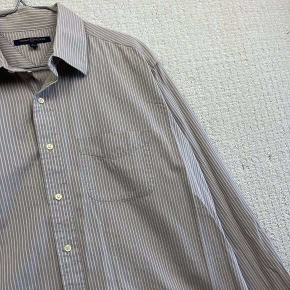 Tommy Hilfiger Stripped Shirt Men's Sz 17 Striped Crest Lion Down Casual Preppy - Picture 4 of 15